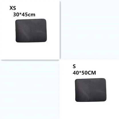 Versatile cat litter mat in different sizes and colors, featuring a dual-layer design to trap litter and protect floors