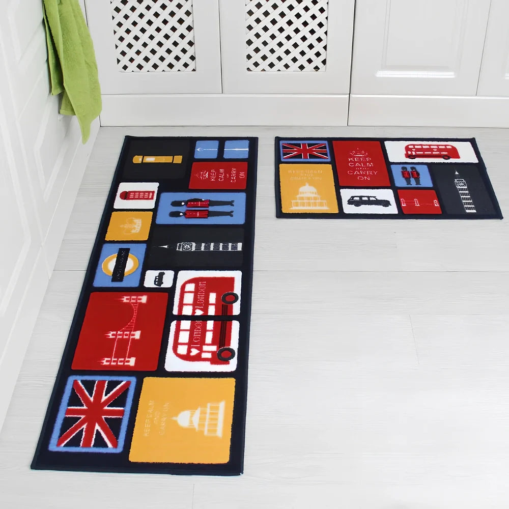 Kitchen non-slip mat with 10mm thickness showing textured surface and water-absorbent sponge lining