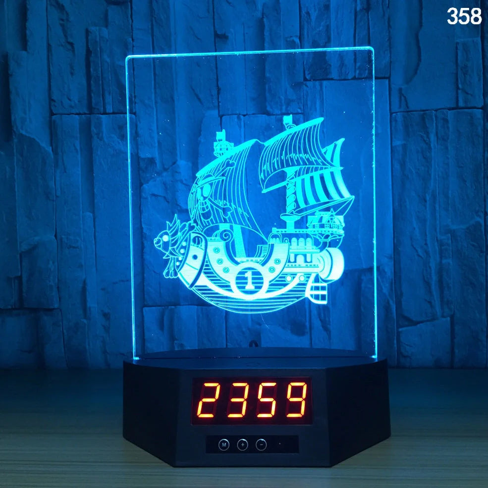 Blue dolphin-shaped table lamp with glowing 3D design and remote control on wooden surface