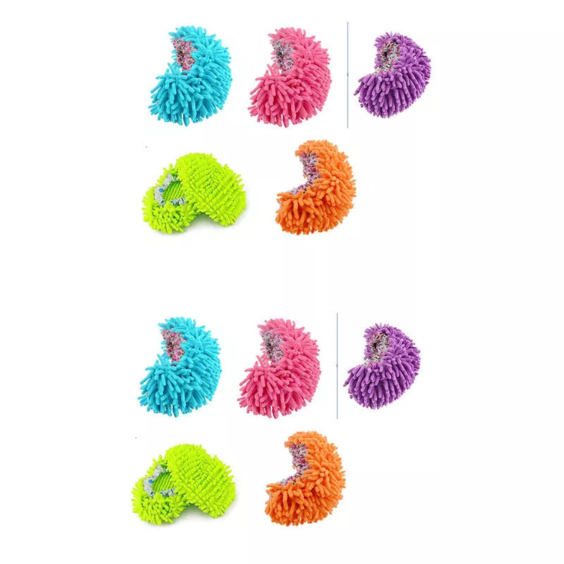 Chenille mop slippers in various colors for easy home cleaning