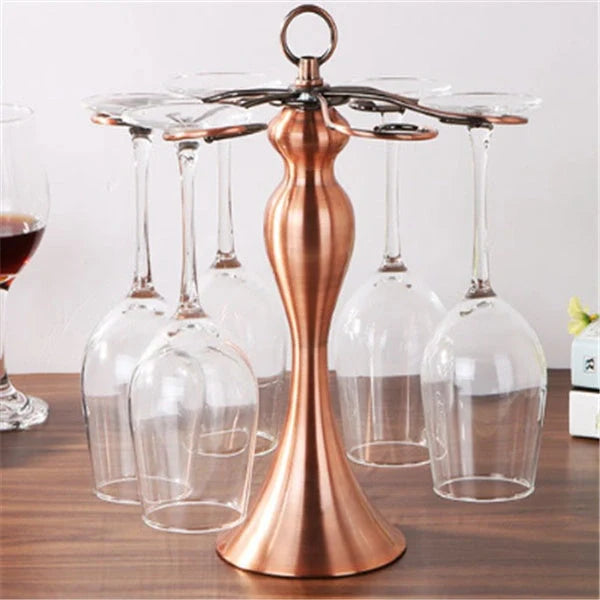 Bronze metal wine glass rack for upside down storage, dimensions 32x26x26CM