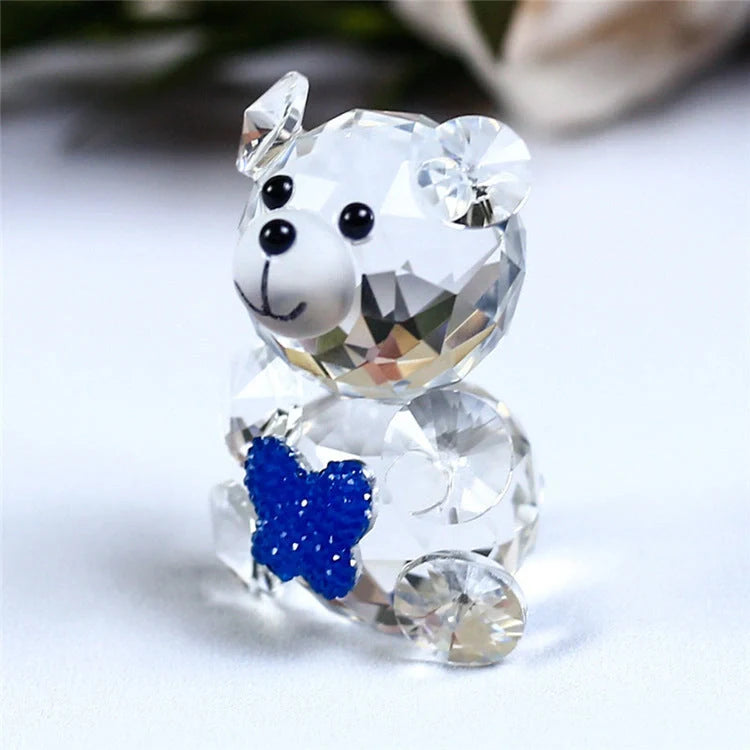 Handcrafted white crystal bear figurine with detailed carving and K9 purity