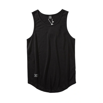 Men's cotton sleeveless scoop tank top with printed logo in various colors