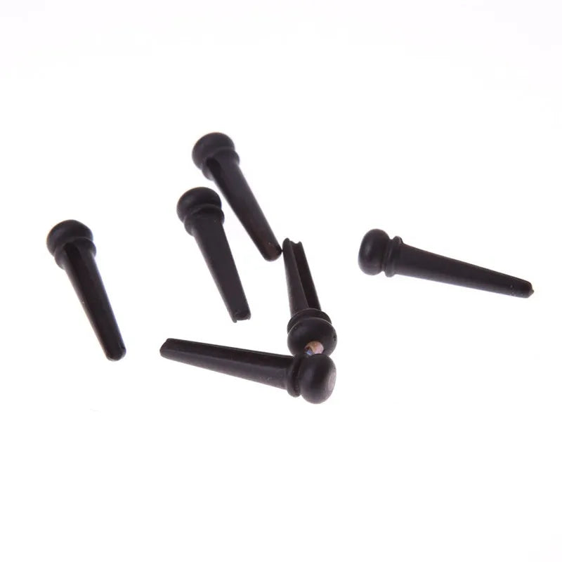 Six ebony folk guitar string nails with 5.3mm bayonet diameter for 40-42 inch acoustic instruments
