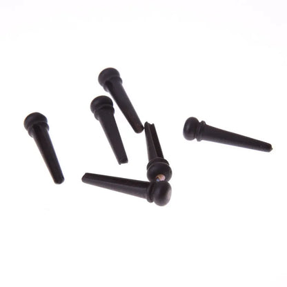 Six ebony folk guitar string nails with 5.3mm bayonet diameter for 40-42 inch acoustic instruments