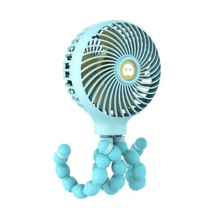 Mini Electric Fan Octopus Foldable USB Charging Handheld Fan in pink, white, and blue