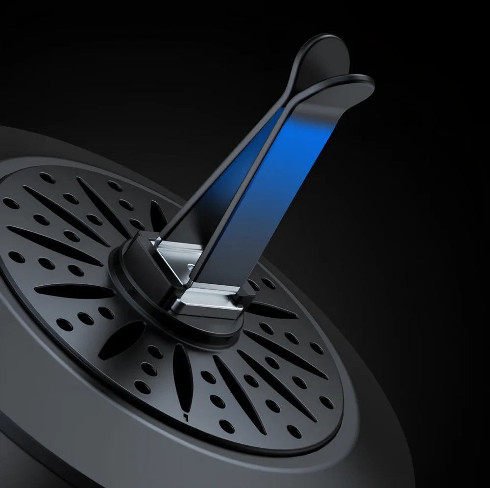 Car aromatherapy RGB light with 24 LEDs showing colour-changing patterns on vehicle air vent