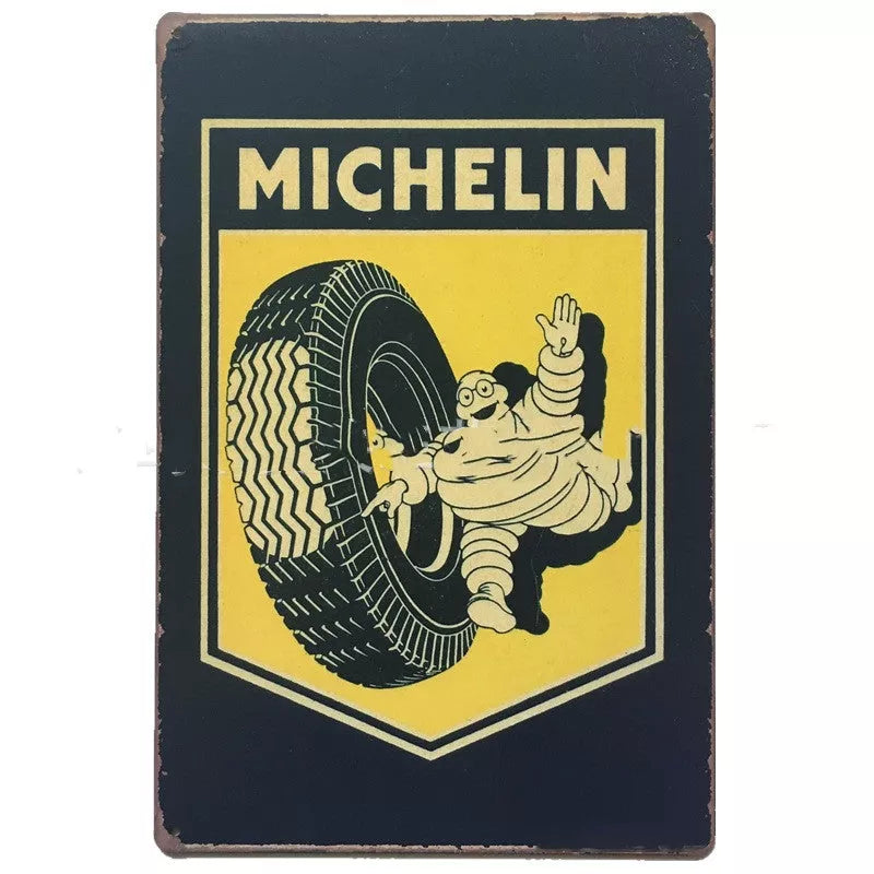 Retro tin painting metal craft with car and motorcycle design, 20x30cm