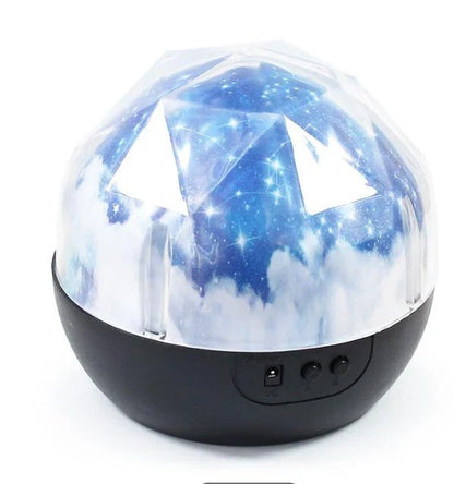 Galaxy Projector Lamp with various celestial projection effects, including moon, constellation, and earth patterns