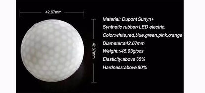 Glow Ball for night golf with strobe effect and color-changing features