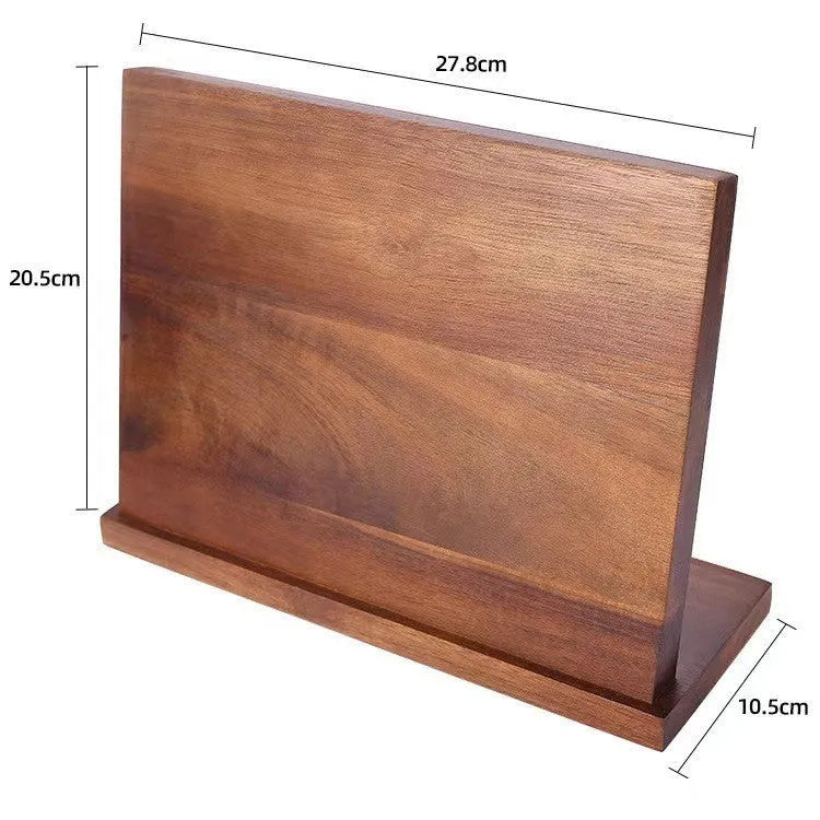 Solid wood magnetic knife holder in natural wood colour, wall mounted kitchen storage rack for knives
