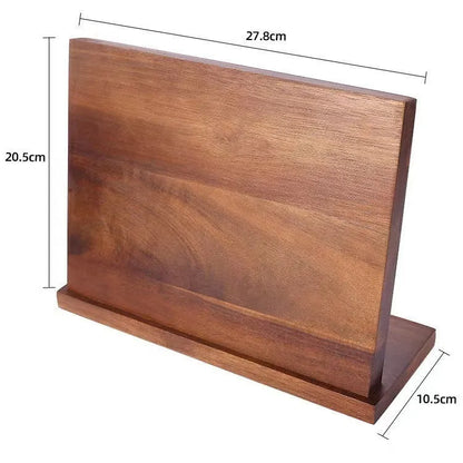 Solid wood magnetic knife holder in natural wood colour, wall mounted kitchen storage rack for knives