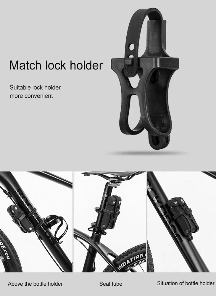 INBIKE mountain bike lock with orange ABS rubber coating showing 12-ton hydraulic resistance rating