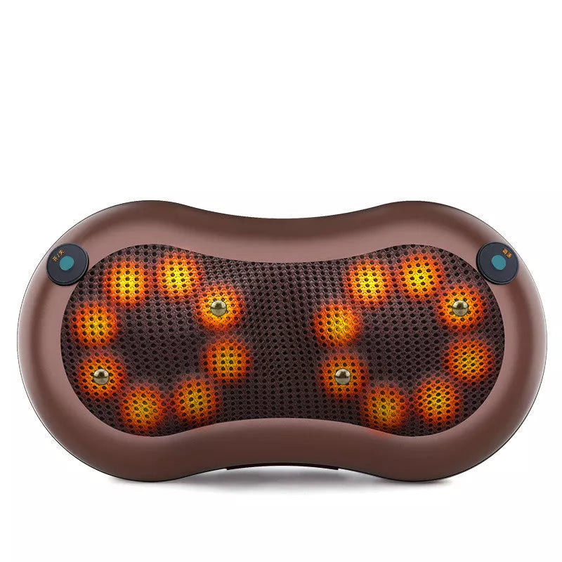 Massager Pillow with multiple head options for targeted muscle relief, compact and portable design