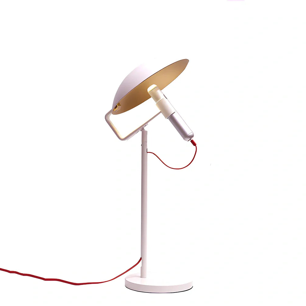 Grey metal USB LED desk lamp with 45cm height and push button switch for study lighting