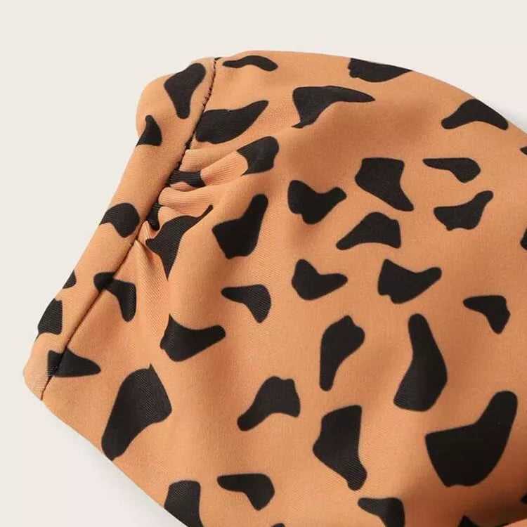 Women's leopard print bikini swimwear with adjustable straps