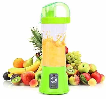 Portable electric smoothie blender with fruit and vegetable ingredients