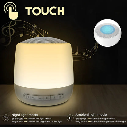 Silver Baby Rest white noise machine, 10x15cm, with 28 sounds and 13 light modes for sleep aid