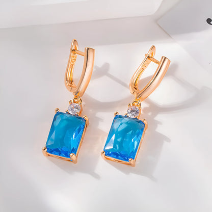 Square geometric copper earrings with electroplated gold or silver finish and quadrilateral design
