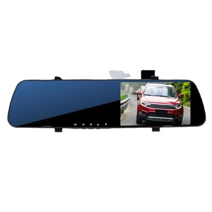 HD 1080P rearview mirror driving recorder with motion detection, rear-view mirror design, and wide-angle lens for enhanced road safety and clear video recording