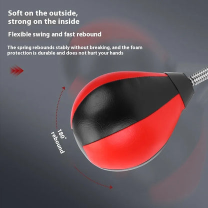 Pear-shaped inflatable boxing ball with double suction cups mounted on door