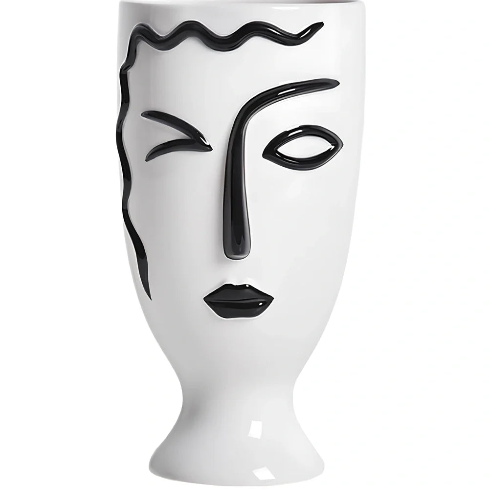 Ceramic vase with hand-painted surface in modern minimalist design, shown in large and small size variations