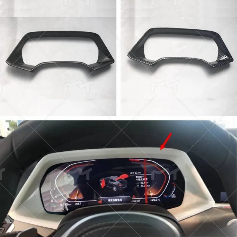 BMW X5 dashboard decorative frame in carbon fibre or peach wood finish for 2022 X5L model.