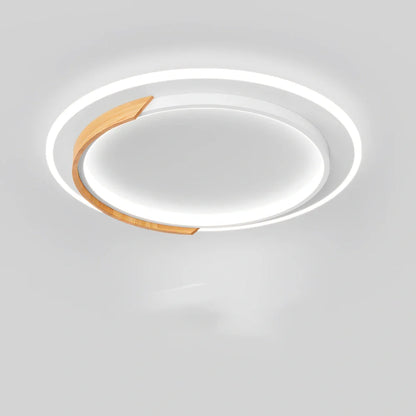 Round wooden ceiling LED light with stepless dimming control for bedroom installation