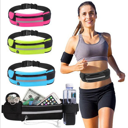 Slim nylon fitness waist bag with zippered pocket in various colors for running and gym