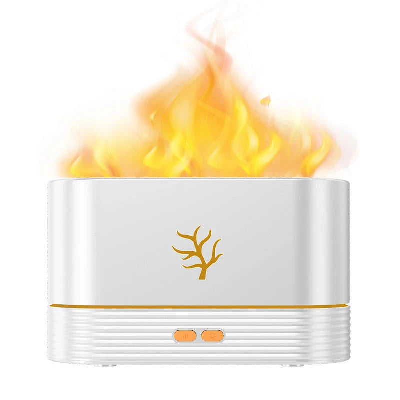 Ultrasonic aroma diffuser with flame-like LED lights, creating a soothing and captivating home ambiance