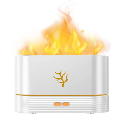 Ultrasonic aroma diffuser with flame-like LED lights, creating a soothing and captivating home ambiance
