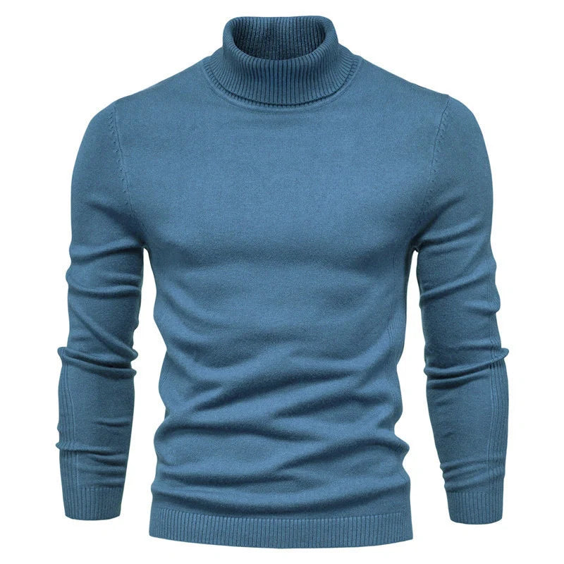 Men's slim fit turtleneck sweater in various colors for winter casual wear
