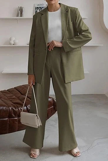 Stylish women's casual solid color suit set in various colors