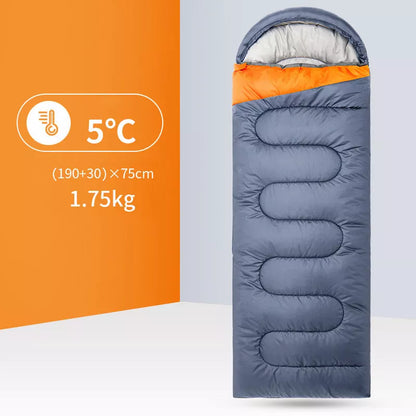 Outdoor Camping Portable Warm Trip Sleeping Bag for Adults in cyan and grey orange options