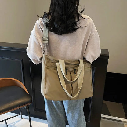 Large capacity solid colour Oxford cloth messenger bag with breathable ultra-light design