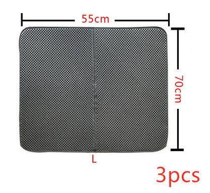 Versatile cat litter mat in different sizes and colors, featuring a dual-layer design to trap litter and protect floors