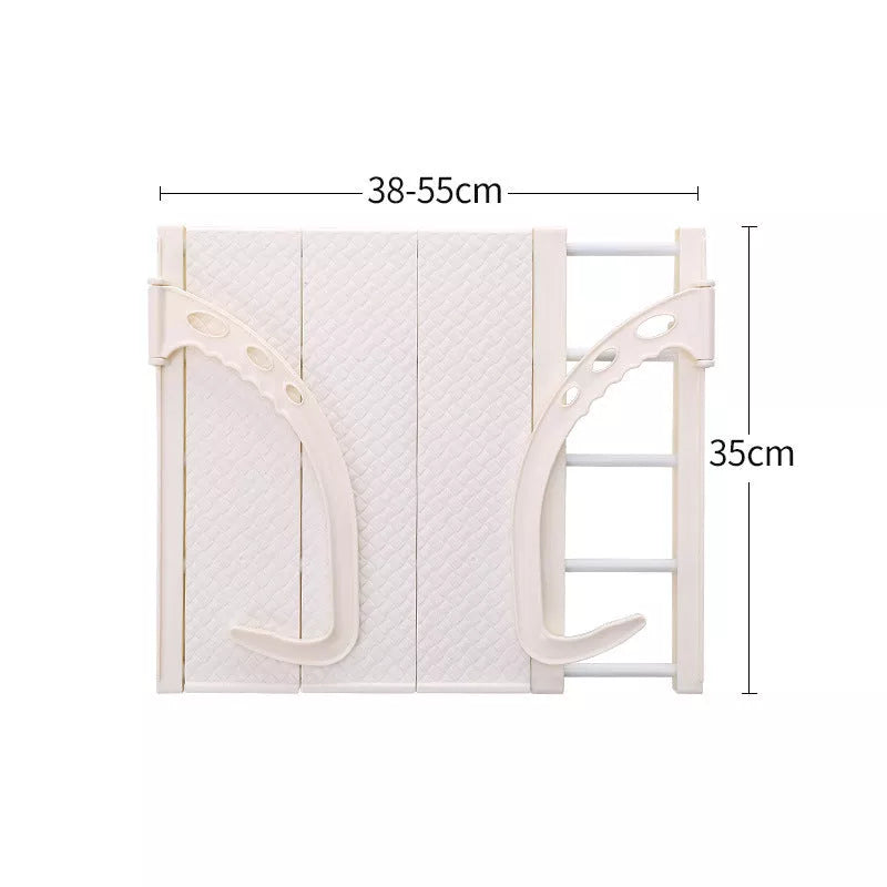 Adjustable hanging window sill drying rack in white and pink, 50x35cm