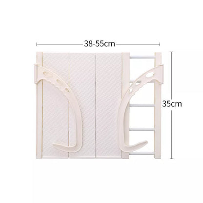 Adjustable hanging window sill drying rack in white and pink, 50x35cm