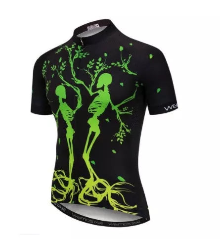 Men's skull design cycling jersey for outdoor sports, available in sizes XS to 3XL