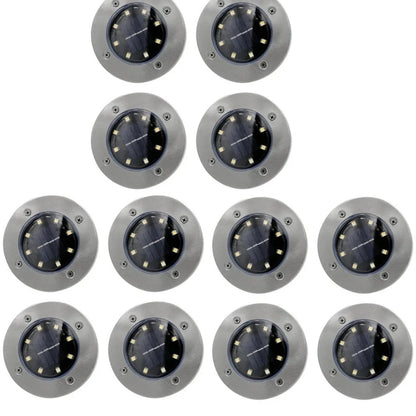 Stainless steel solar garden light with LED illumination for outdoor landscape lighting