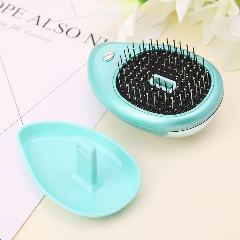 Portable vibrating hair massage comb with ionic technology for on-the-go hair rejuvenation and styling