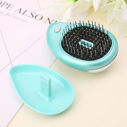 Portable vibrating hair massage comb with ionic technology for on-the-go hair rejuvenation and styling