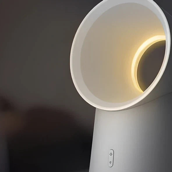 White desktop bladeless fan with humidification function, USB powered office cooler