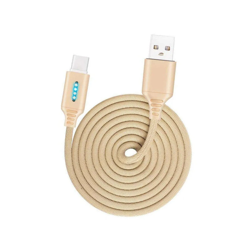 USB fast charging cable, 1 metre woven fabric braided charging lead, compatible with Android, iPhone and Type-C devices, available in black, gold, pink or white for reliable data transfer and power delivery