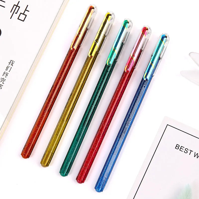 Flash K110 glitter gel pen with 1.0mm tip, shown in multiple colour options.