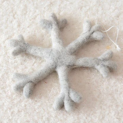 19cm wool felt snowflake and 13cm star Christmas tree decorations with laser-cut details