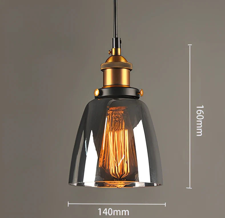 Nordic retro glass chandelier with fishing line design and LED lighting in amber, soot, or transparent finish
