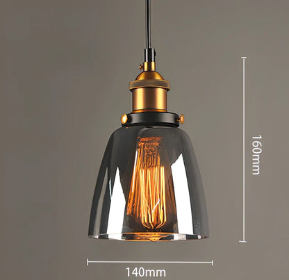 Nordic retro glass chandelier with fishing line design and LED lighting in amber, soot, or transparent finish