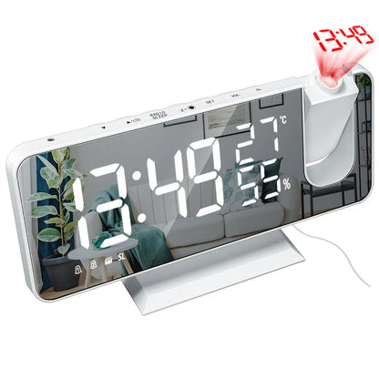 Multifunctional Radio Projection Alarm Clock with adjustable brightness and USB charging port