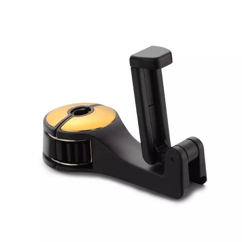 360° rotating car headrest hook phone holder in black, beige, red, or blue